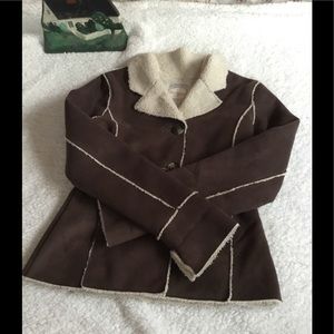 Girls Jacket, brown faux suede